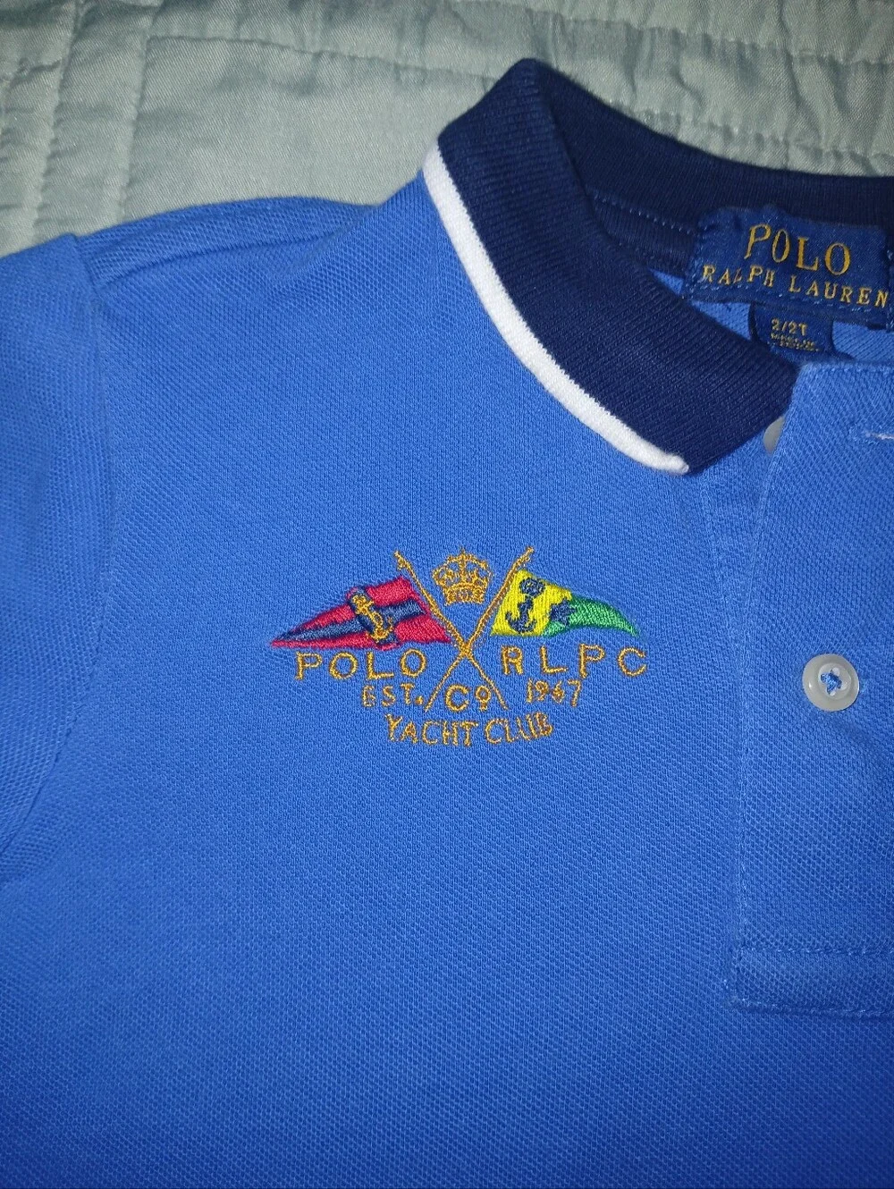 Ralph Lauren Royal Blue Polo with White Pony & Navy Trim